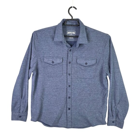 Mens American Eagle Blue Shacket Jacket Long Sleeve Button-Up Cotton Blend L - Picture 1 of 8